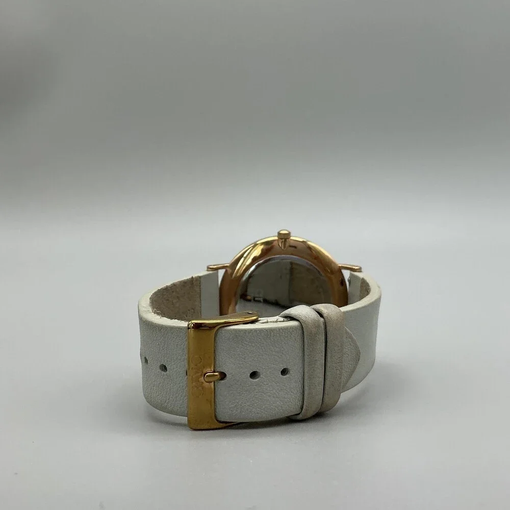 Arvo Mens Watch 40mm White Day Date The Awristacrat Leather Red Gold New Battery